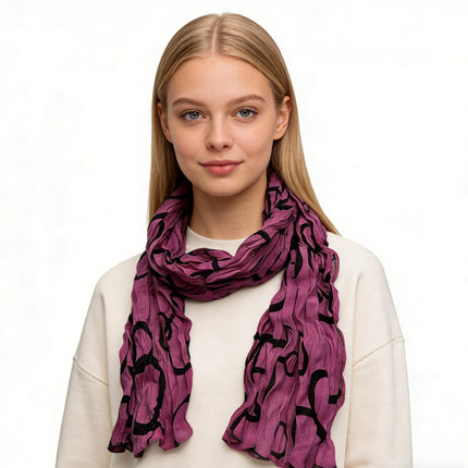 Vibrant Crinkle Texture Fashion Scarf – Soft Lightweight Neck Wrap and Shawl for Daily Wear, Travel & Gifting