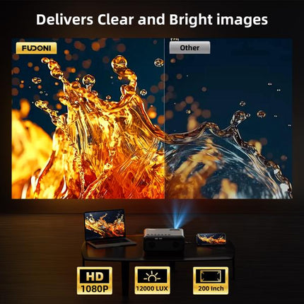 Upgraded 5G WiFi Bluetooth Projector - Native 1080P (4K Support) 12000 Lumens Outdoor LED Movie Projector - Portable Home Cinema Projector
