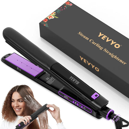 VaporSilk™ Professional Steam Hair Straightener – 24H Anti-Frizz Titanium Flat Iron