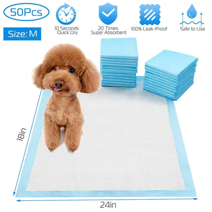 50-Pack Leak-Proof Dog Training Pads – Super-Absorbent Quick-Dry Puppy Pee Mats for Indoor Potty Training