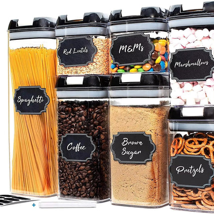 7-Piece Airtight Food Storage Container Set – BPA-Free Clear Pantry Organizers with Locking Lids for Flour, Cereal & Snacks