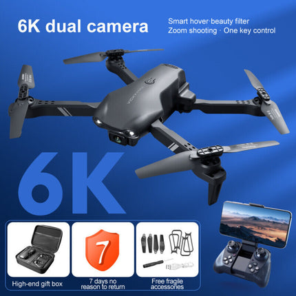 V13 RC Drone with 6K HD Dual Camera – WiFi FPV Foldable Quadcopter – Smart Obstacle Avoidance – 2 Batteries Included for Long Flight Time