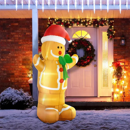 6-Foot Inflatable Christmas Gingerbread Man – Lighted Outdoor Holiday Decoration with Built-In LED Lights & Easy Setup