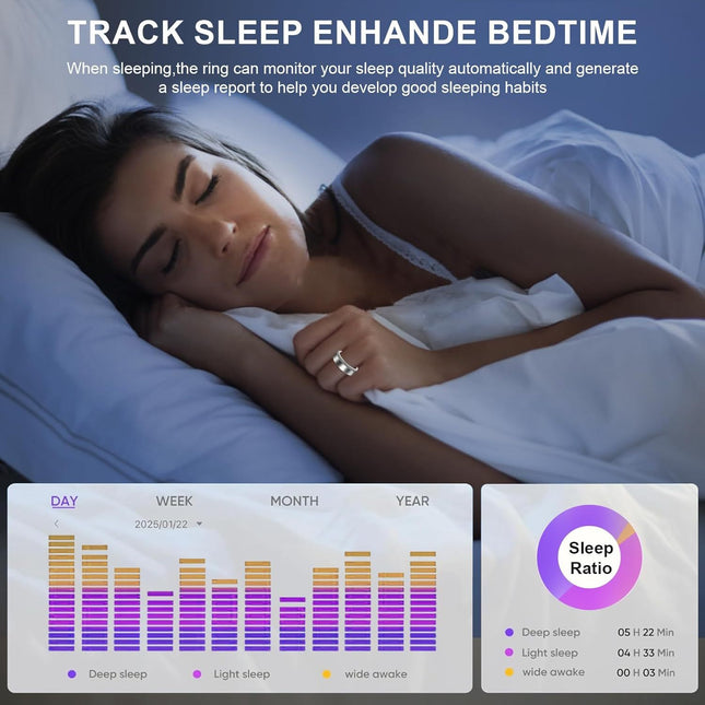 2025 New Smart Ring for Women – Elegant Diamond Health Tracker with Visible Tech Core – Heart Rate, Sleep & Fitness Monitor – IP68 Waterproof