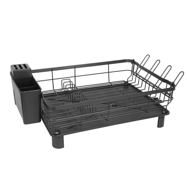 Compact Dish Drying Rack with Integrated Drainboard – Modern Kitchen Tableware Organizer & Utensil Hold