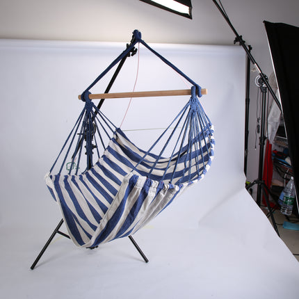 Premium Canvas Hammock Hanging Chair – Portable Swing Seat with Wooden Spreader Bar & 2 Pillows – 265lbs Capacity for Indoors & Outdoors