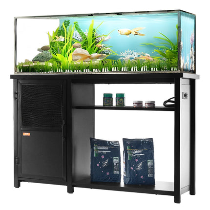 75 Gallon Heavy Duty Fish Tank Stand – 52" x 19.7" Steel & MDF Aquarium Cabinet – 626 lbs Load Capacity with Built-in Power Outlet Panel – Black
