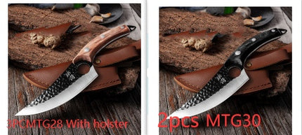 Hand-Forged Boning Knife – High Carbon Steel Butcher Knife for Meat Cleaving – Full Tang Kitchen & Outdoor Camping Knife