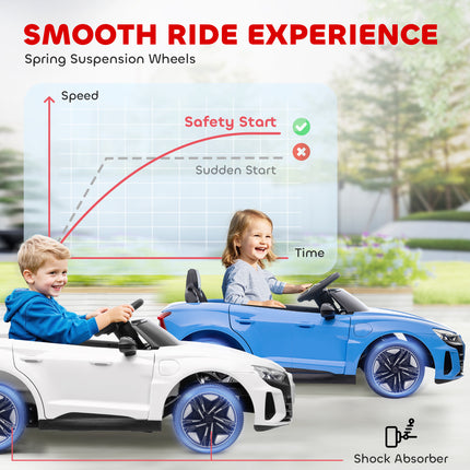 Licensed Audi RS e-tron GT 12V Electric Ride-On Car – Kids Battery Powered Sports Car with 2.4G Remote Control – 4-Wheel Suspension & LED Lights (Blue)