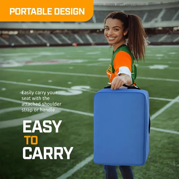 Extra Thick Portable Stadium Seat Cushion – 21-Inch Wide Bleacher Pad with Storage Pocket for Sports Games & Outdoor Events