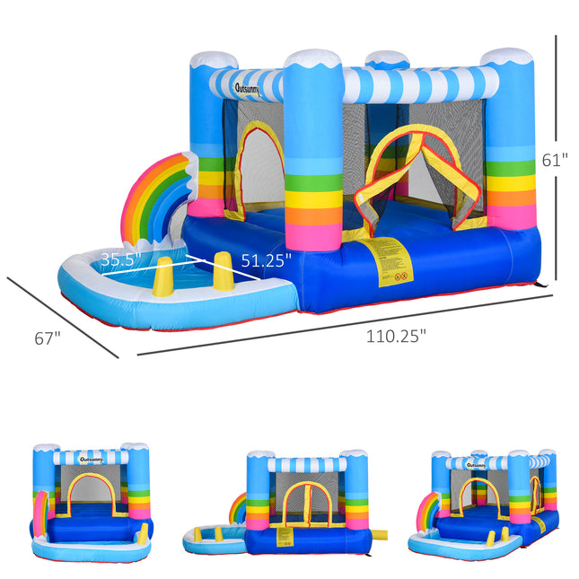 Inflatable Bounce House for Kids – 2-in-1 Jumping Castle with Ball Pit Pool – Indoor & Outdoor Party Bouncer with Heavy-Duty Air Blower & Carry Bag