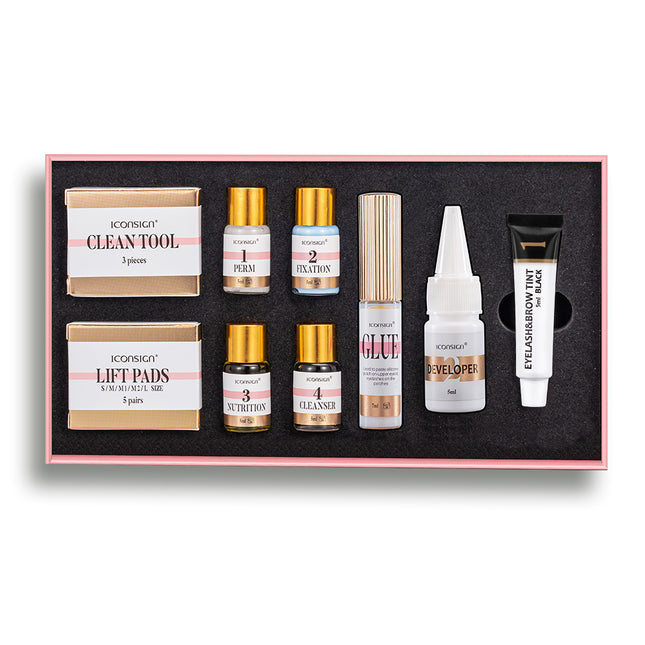 Iconsign Lash Lift & Black Tint Kit – Professional Eyelash Perm & Eyebrow Dye Set – Home DIY Brow Lamination & Lash Enhancing Tools