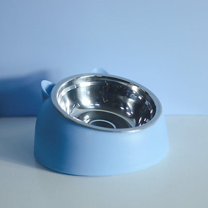Elevated Double Stainless Steel Cat Bowls – 15° Tilted Cervical Protection Feeding Station – Ergonomic Food and Water Dishes for Cats and Small Dogs