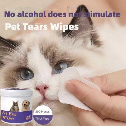 200pcs Pet Eye Cleaning Wipes – Gentle Tear Stain Remover for Dogs & Cats – Non-Irritating Eye Health Wipes – Alcohol-Free Grooming Wipes for Sensitive Eyes