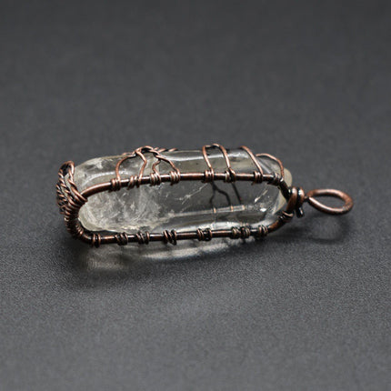 Natural Crystal Pillar Tree of Life Pendant – Hand-Wrapped Wire Stone Necklace – Spiritual Healing Jewelry for Women