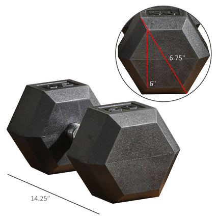 50lb Hex Dumbbell Set (Pair of 2) – 100lbs Total Heavy Weights – Rubber Encased Anti-Roll Design with Ergonomic Steel Handles
