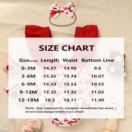 Baby Girl Heart & Bow Print Romper – Pink Ruffle Trim Bodysuit – Sweetheart Long Sleeve One-Piece for Infants