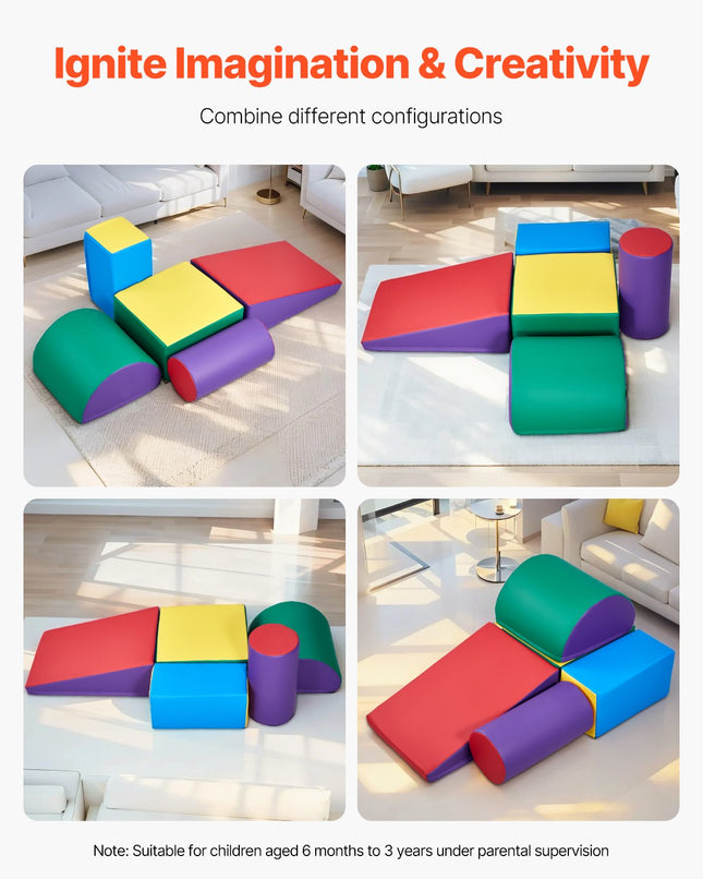 5-Piece Foam Climbing Blocks for Toddlers – Purple Soft Play Set