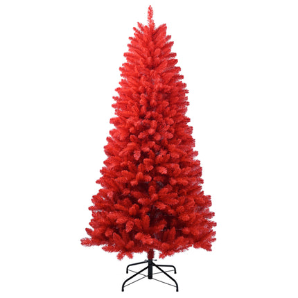 5ft Artificial Red Christmas Tree – Full 624 PVC Branch Tips with Foldable Metal Stand for Bold Holiday Home Decorating