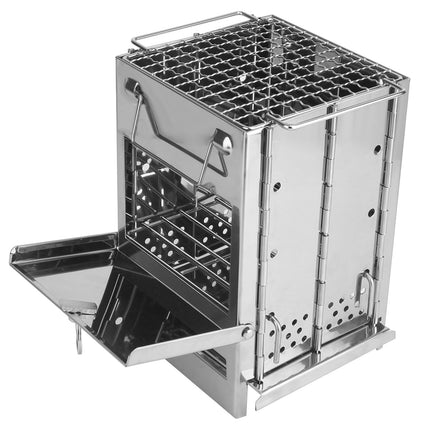 Portable Folding Camping Stove – Compact Backpacking Charcoal Grill with Carry Bag – Lightweight Outdoor BBQ Cooker for Hiking, Picnic & Survival