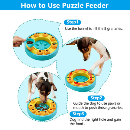 Interactive Dog Puzzle Feeder – Level 2 IQ Training Toy for Mental Enrichment – Slow Feeding Bowl to Stop Boredom for Dogs & Cats