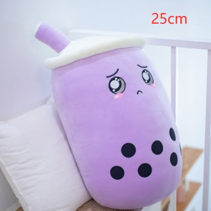 Cute Fruit Boba Tea Plush Pillow – Soft Strawberry Milk Tea Stuffed Toy – Kawaii Bubble Tea Cup Cushion for Kids & Teens (Pink/Brown)