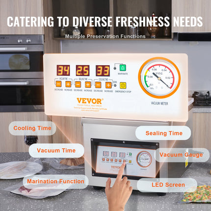 VEVOR Chamber Vacuum Sealer DZ-260C – Professional Packaging Machine for Liquid & Solid Food – Industrial Grade Food Saver