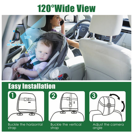 Dual Baby Car Camera for 2 Kids – 6.86" HD Split Screen Monitor – 1080P Rear Facing Car Seat Camera with 120° Wide View & Night Vision