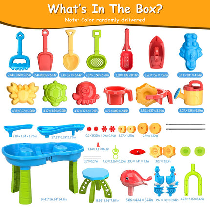 2-in-1 Kids Sand and Water Table – Rain Shower Splash Pond Activity Table – Sensory Play Station with Accessories for Toddlers – Outdoor Summer Toy for Boys & Girls 3-6