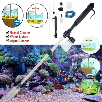 Battery Operated Aquarium Gravel Cleaner – Automatic Fish Tank Vacuum & Siphon – Electric Sand Washer with Algae Scraper & Water Filter System