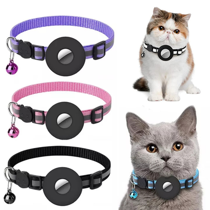Reflective AirTag Dog & Cat Collar – Waterproof Integrated AirTag Holder – Safety Breakaway Nylon Collar for Puppies and Kittens