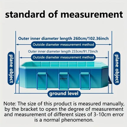 2.6M Non-Inflatable Family Swimming Pool – Foldable Hard Side Pool – Glacier Blue Aesthetic – Leak-Proof & Quick Setup for Backyard Fun