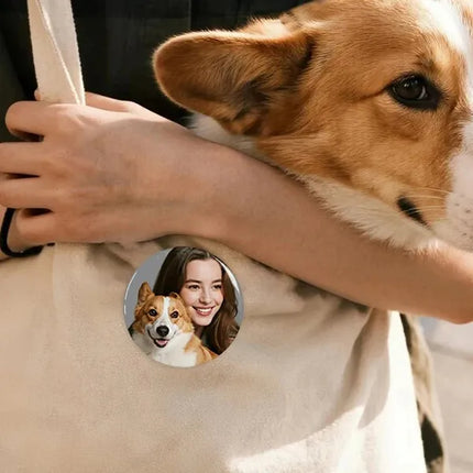 Custom Pet Photo Pins (2-Piece Set) – Personalized Pet Portrait Buttons – 2.25" Keepsake Pins for Dog & Cat Lovers