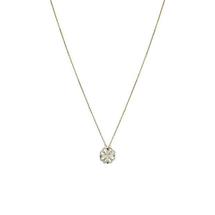 2-in-1 Magnetic Folding Heart Necklace – Transformable Four-Leaf Clover Pendant – Retro Gold/Silver Plated Clavicle Chain Jewelry Gift for Women