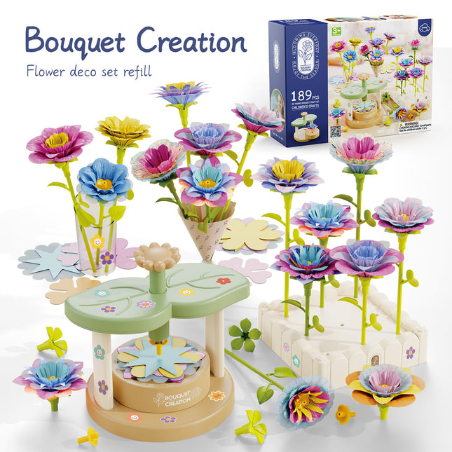 DIY Flower Garden Building Toy – 189 Pcs Flower Arrangement Playset – Creative Stem Building Toys for Girls & Toddlers – Educational Floral Bouquet Kit