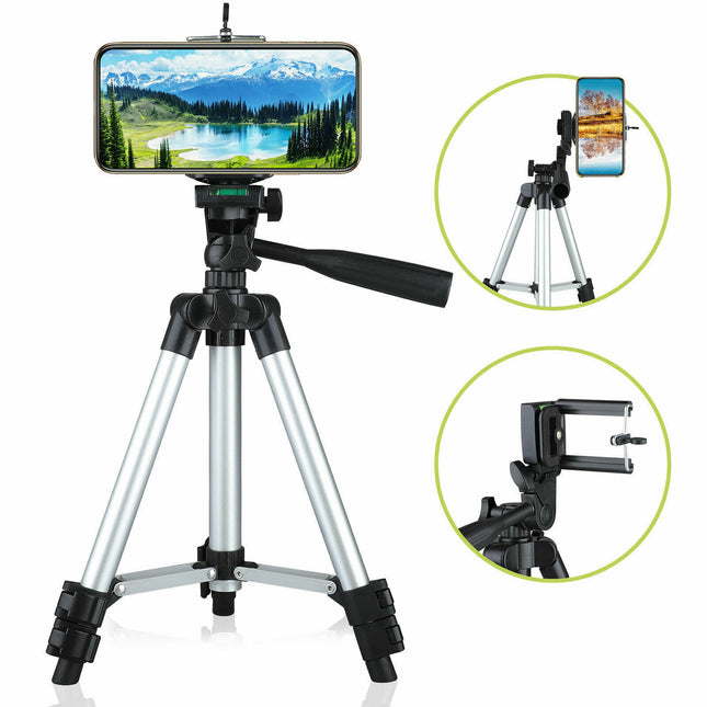 Professional Camera Tripod Stand for Cell Phone & DSLR – Portable Lightweight Aluminum Alloy Tripod with 360° Ball Head – Ideal for Live Stream, Vlogging & Photography