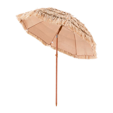 6ft Tiki Thatched Patio Umbrella – Tropical Hawaii Style Beach Umbrella – Faux Straw Outdoor Parasol for Poolside, Garden & Tiki Bar