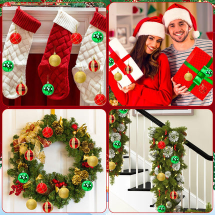 24pcs Christmas Ball Ornaments Set – Red, Green & Gold Shatterproof Xmas Tree Decorations – Hanging Baubles for Holiday, Party & Anniversary Decor