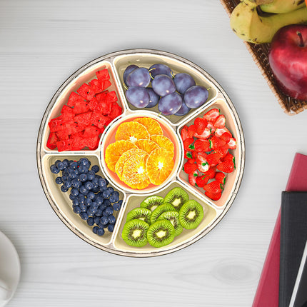 2-Pack Clear Divided Serving Tray for Parties & Picnics – Rotatable Snack Organizer with Removable Dividers – Portable Fruit & Nut Platter