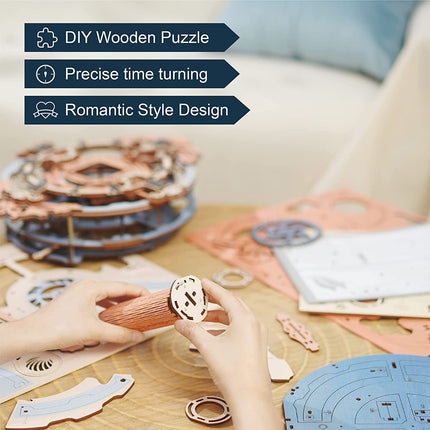 Robotime ROKR Romantic Notes 3D Wooden Puzzle – Working Wall Clock Model Kit – LC701 DIY Mechanical Engineering Toy for Adults