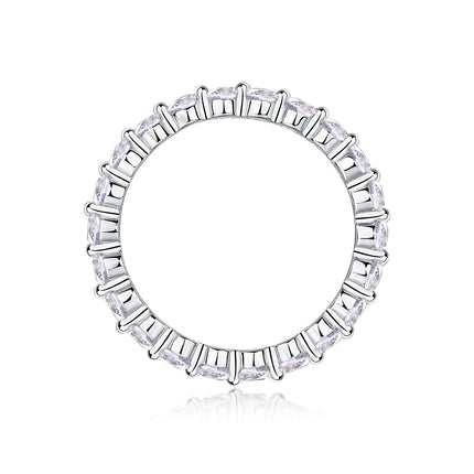 Full Eternity Moissanite Ring – 925 Sterling Silver Radiant Band – Sparkling D-Color Lab Diamond Alternative Jewelry