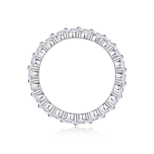 Full Eternity Moissanite Ring – 925 Sterling Silver Radiant Band – Sparkling D-Color Lab Diamond Alternative Jewelry