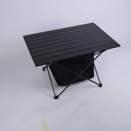 Aluminum Roll-Up Camping Table with Storage Mesh Basket – Lightweight Portable Picnic Table – Rustproof Folding Table for Hiking, BBQ & Fishing