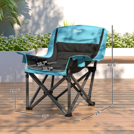 Forest Green Folding Camping Chair – Heavy-Duty Portable Outdoor Seat – With Side Pockets, Cup Holder & Carry Bag – Green & Black
