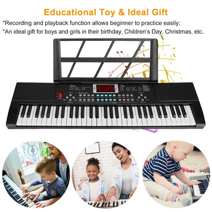61-Key Digital Music Electronic Keyboard Set – Portable Electric Piano with Adjustable Stand & Microphone – Full Musical Instrument Kit for Kids & Beginners