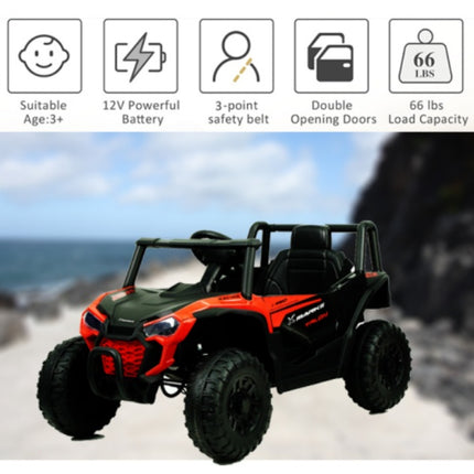 12V Kids Ride-On UTV – Electric Off-Road Vehicle with Remote Control – 2-Seater Buggy with Spring Suspension, Music & LED Lights – Gift for Boys & Girls 3-6 Years