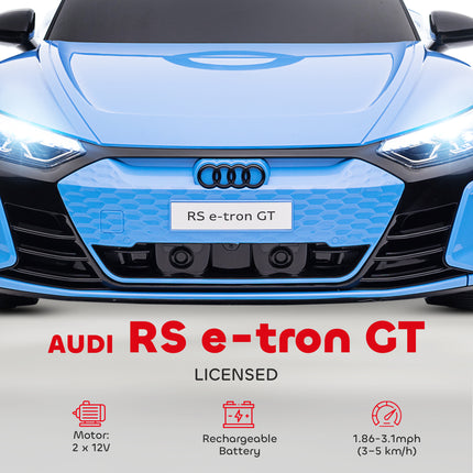 Licensed Audi RS e-tron GT 12V Electric Ride-On Car – Kids Battery Powered Sports Car with 2.4G Remote Control – 4-Wheel Suspension & LED Lights (Blue)