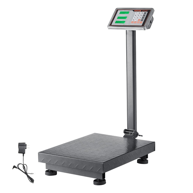 VEVOR 660 lbs Digital Platform Scale – High-Precision Computing Floor Scale – Stainless Steel Industrial Scale with LB/KG Price Calculator for Shipping, Luggage & Boxes