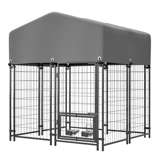 Compact Outdoor Dog Kennel with Roof – Heavy Duty Welded Wire Pet Crate – All-Weather UV-Resistant Enclosure for Small & Medium Dogs
