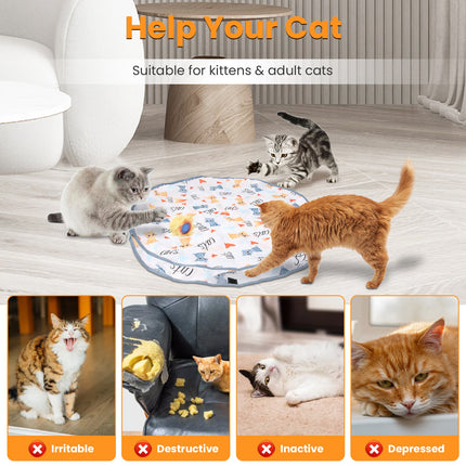 Smart Interactive Cat Ball Toy – Rechargeable Motion-Activated Rolling Ball with Pouch – Hide-and-Seek Mouse Catching Game for Indoor Cats